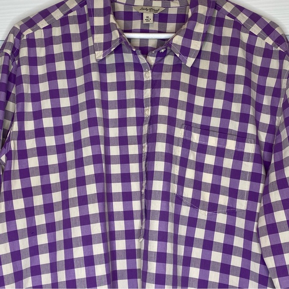 Lucky Brand lavender and creamy white plaid shirt, sz XL - Picture 2 of 9